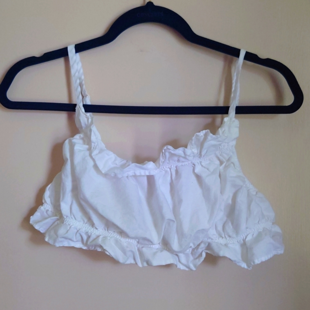 White Ruffle Bra Top